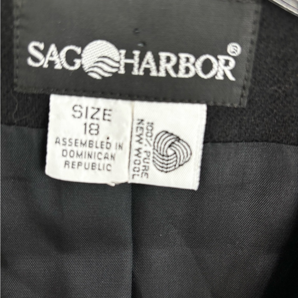 WOMENS SAG HARBOR NAVY BLUE WOOL LINED  ONE BUTTON BLAZER-TWO SLIT POCKETS SZ 18 - Picture 5 of 14